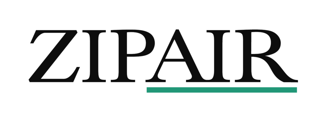 ZPAIR logo with bold serif letters and a teal underline beneath
