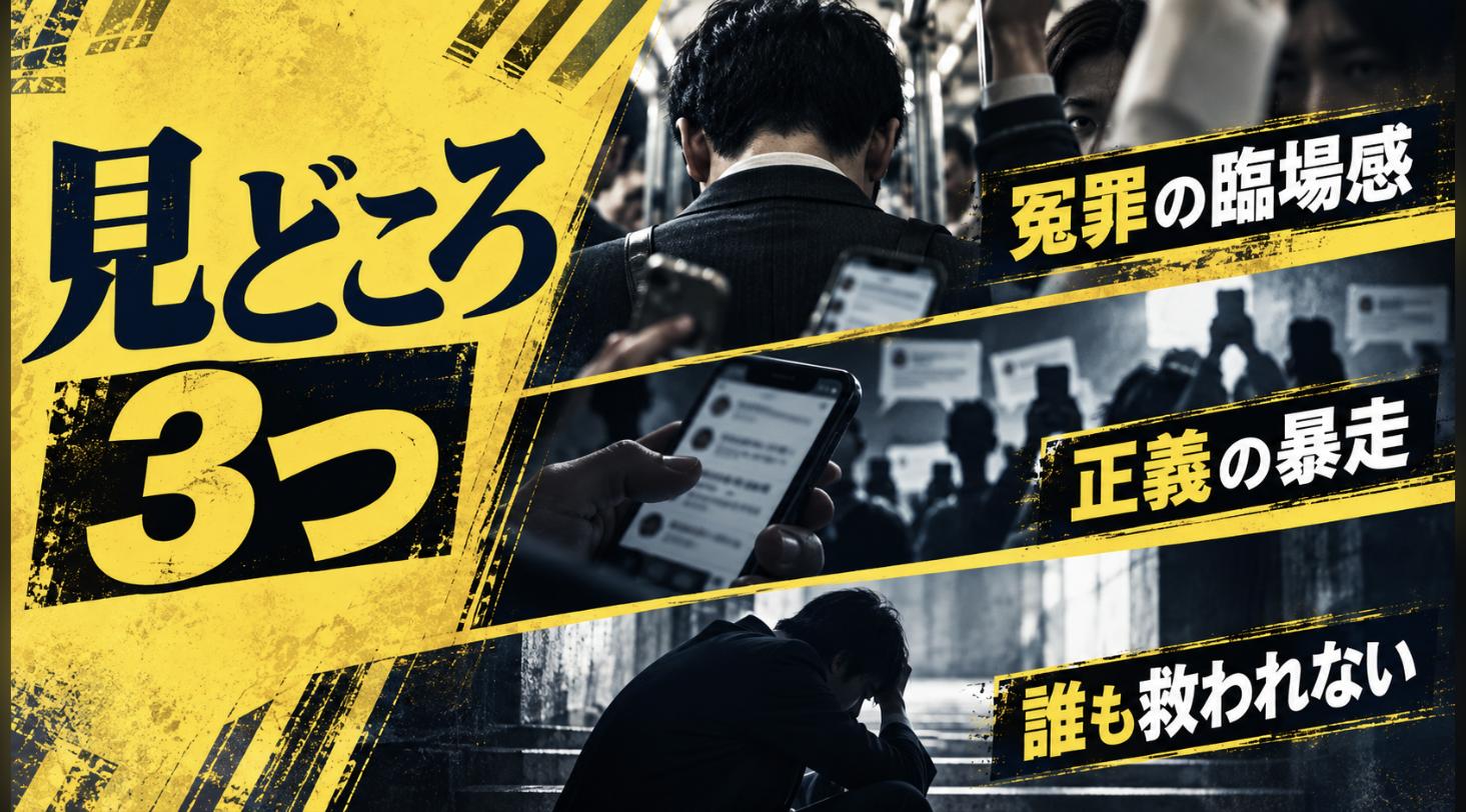 『嘘の代償』の3つの見どころ。冤罪の臨場感、正義の暴走、誰も救われない構造を示した画像